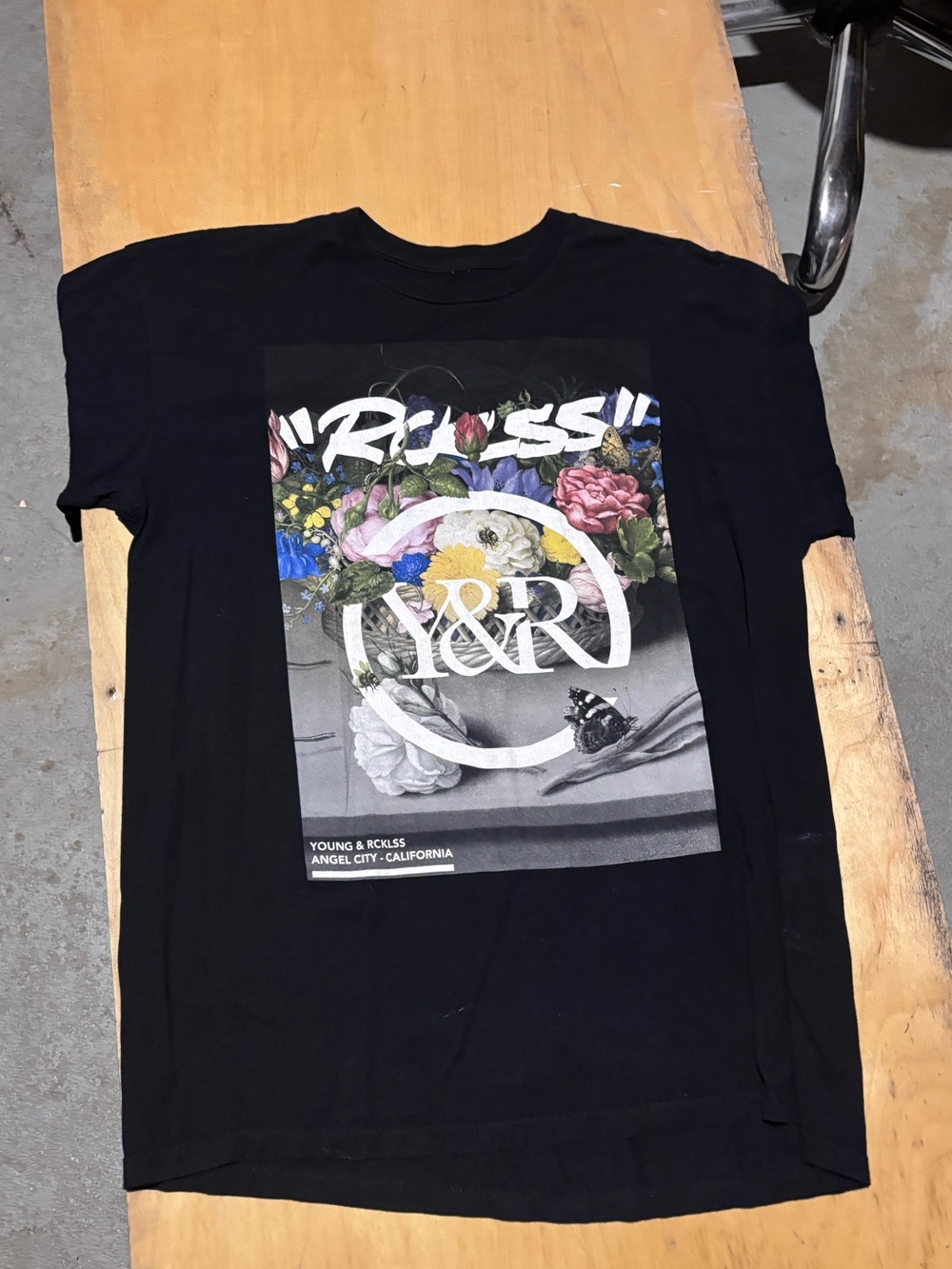 Young & Reckless Black Floral Logo Graphic Tee